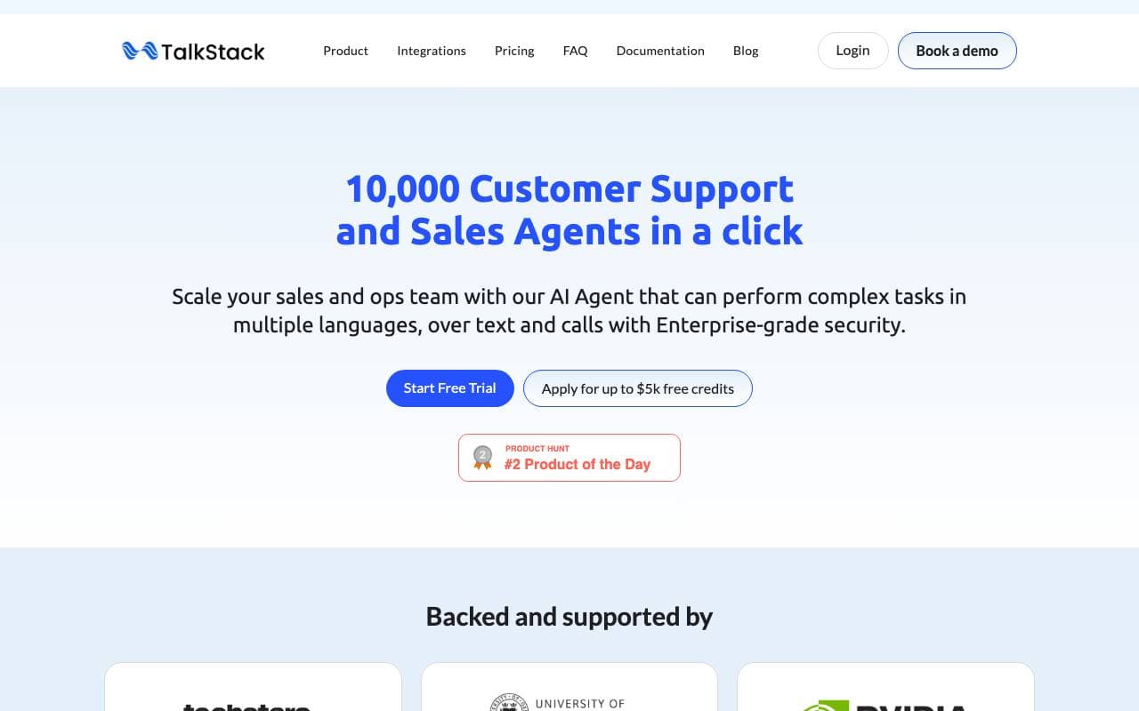 TalkStack AI interface preview