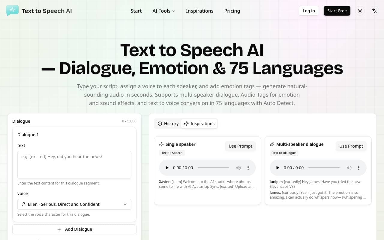 Text to Speech AI interface preview