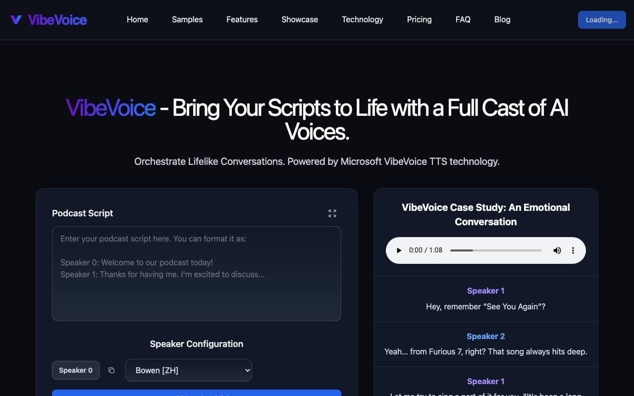 VibeVoice interface preview