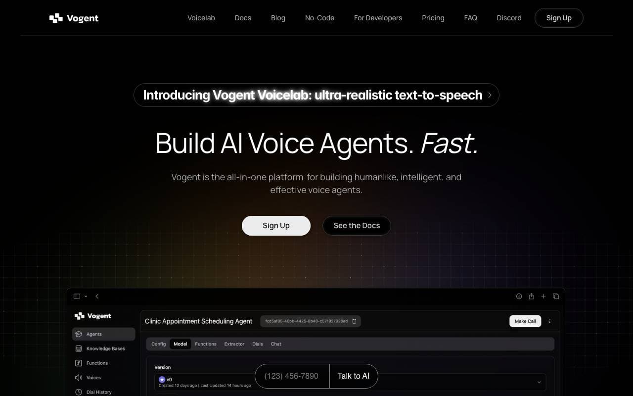 Vogent AI interface preview