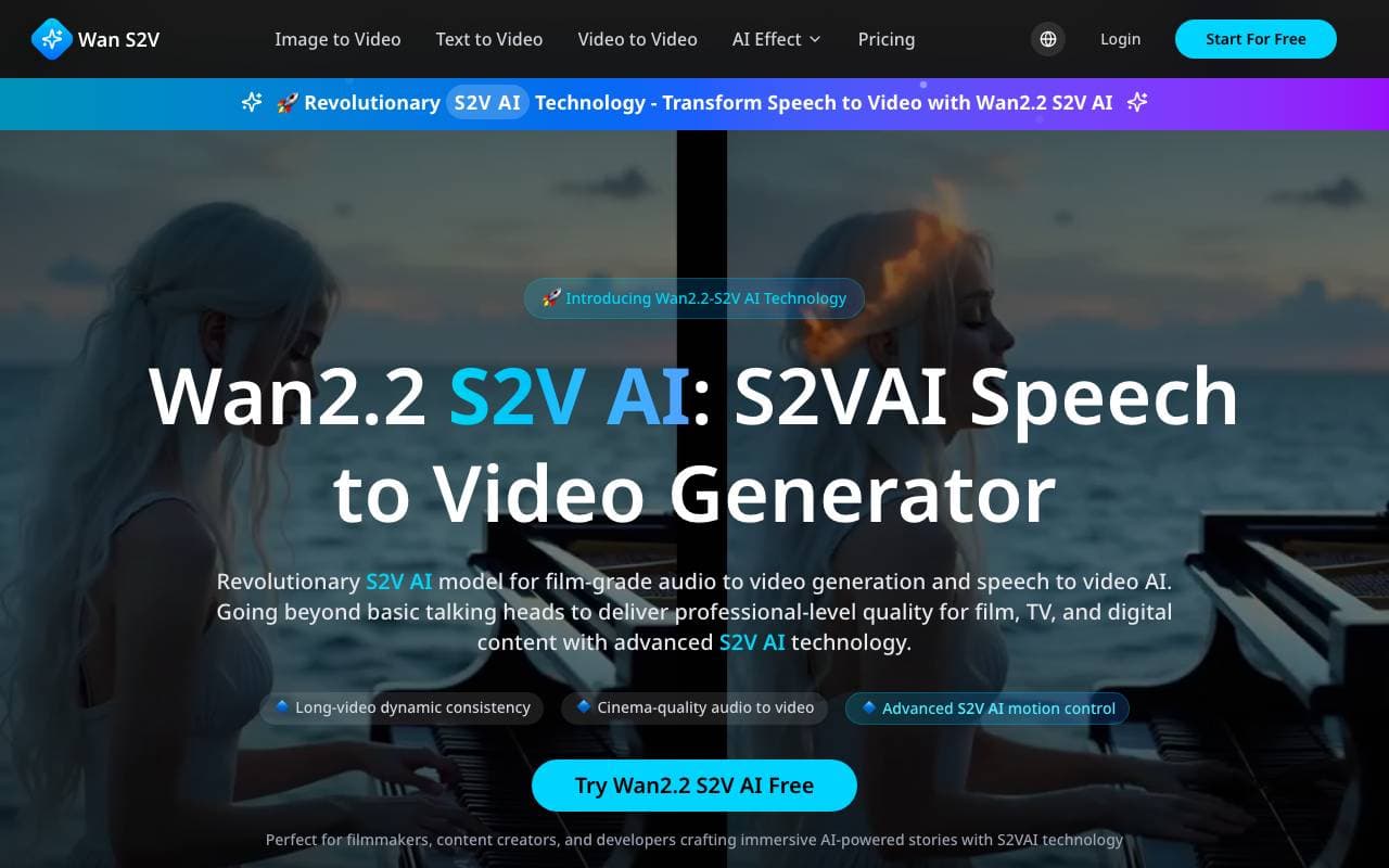 Wan2.2 S2V AI: S2VAI Speech to Vide interface preview