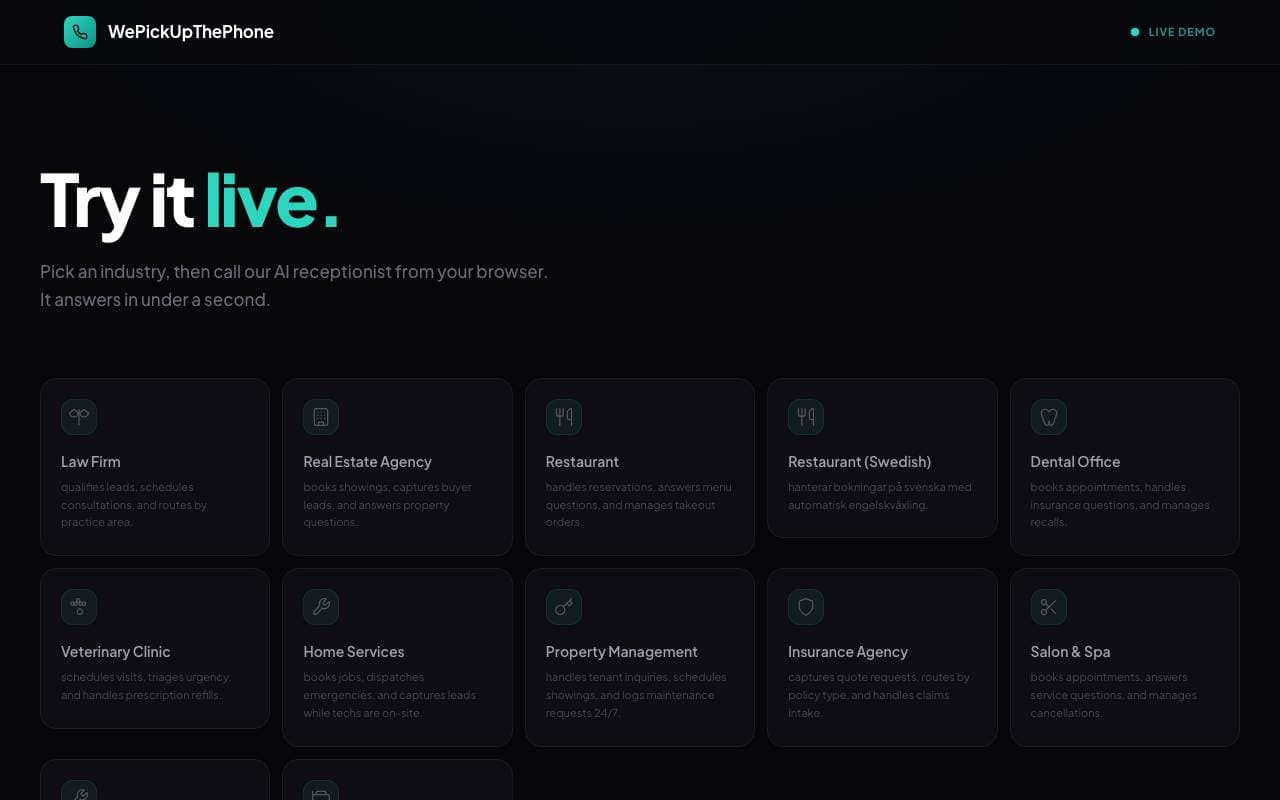 WePickUpThePhone interface preview