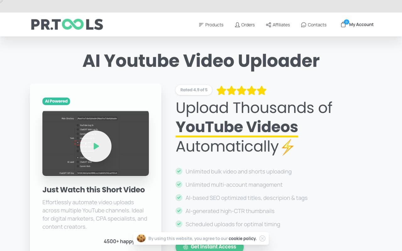 Youtube Video Uploader interface preview