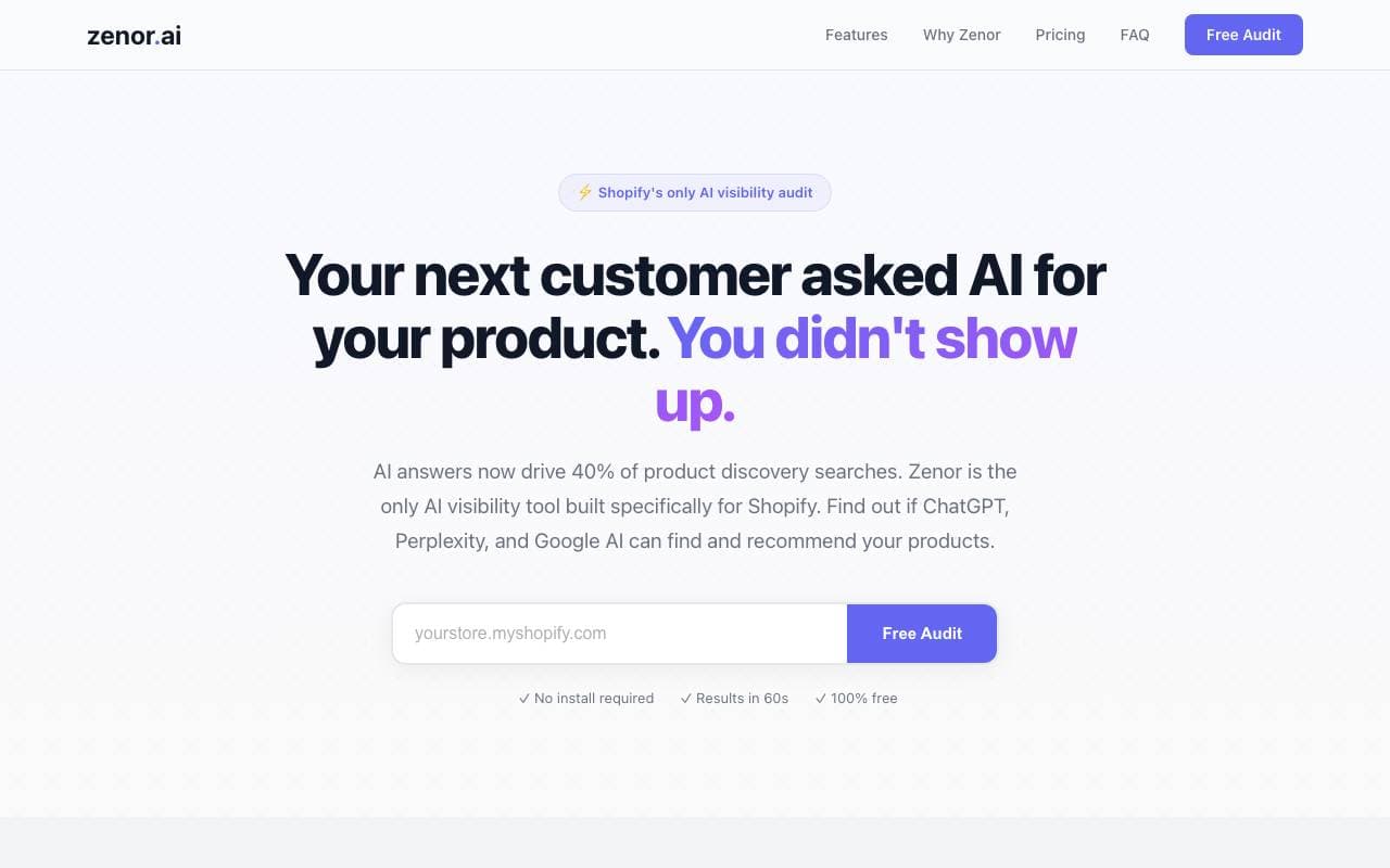 Zenor AI interface preview